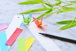 七夕　五色の短冊　笹