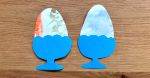 1,2歳児の氷絵の具制作の作品