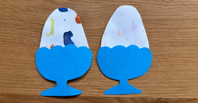 3歳児の氷絵の具制作の作品