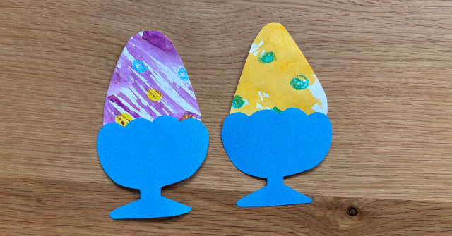 4,5歳児の氷絵の具制作の作品